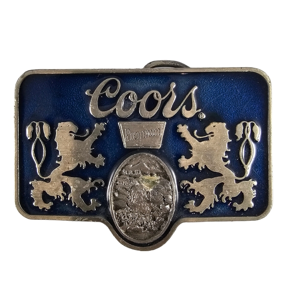 Coors Accessories Vintage Coors Belt Buckle 97s Blue Enamel Adolph Coors Banquet Lion Usa